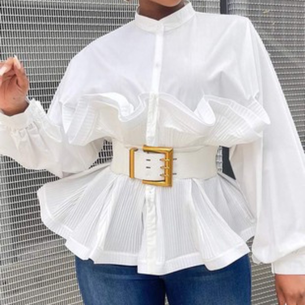 Chic Lantern Sleeve Top (comes w Belt)